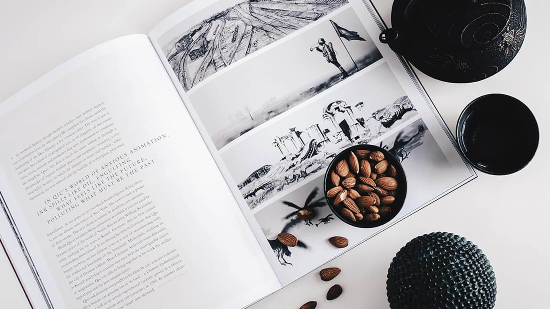 Almonds and coffee while reading...